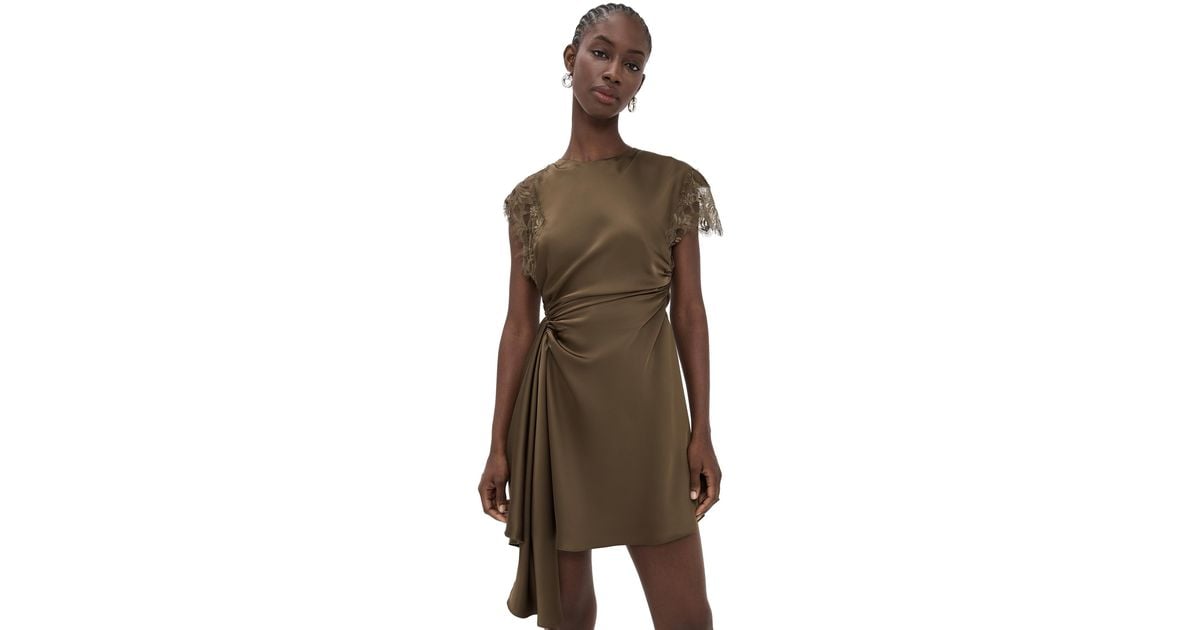 AMUR Zina Ruched Mini Dress in Brown | Lyst