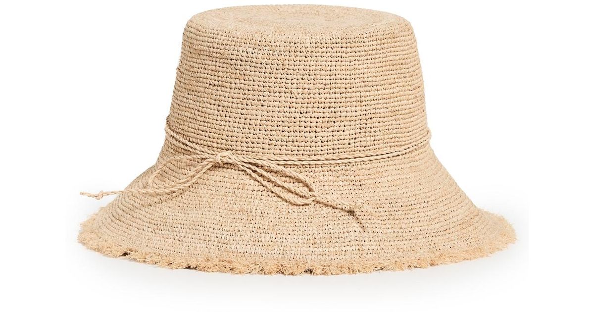 Hat Attack Packable Raffia Bucket Hat in White | Lyst