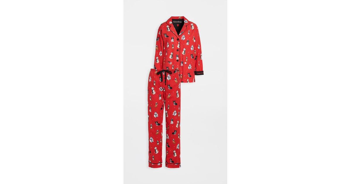 Pj Salvage Kick Back Relax Flannel Pajama Set in Red