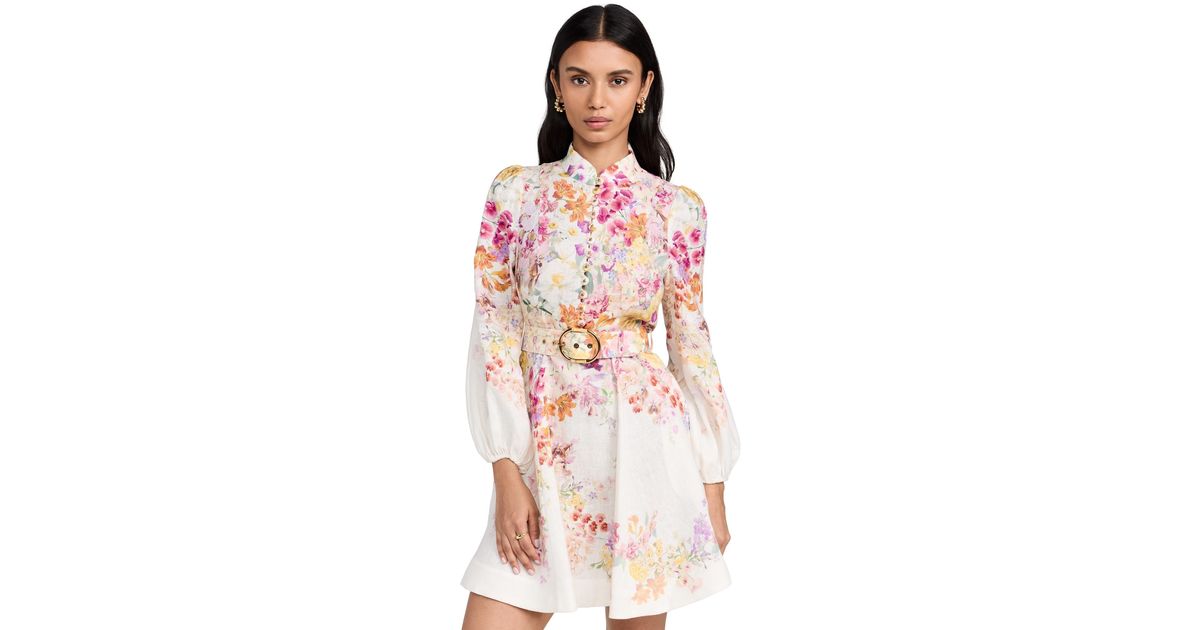 knee length dresses for ladies Zimmermann Natura Buttoned Mini Dress main image 0