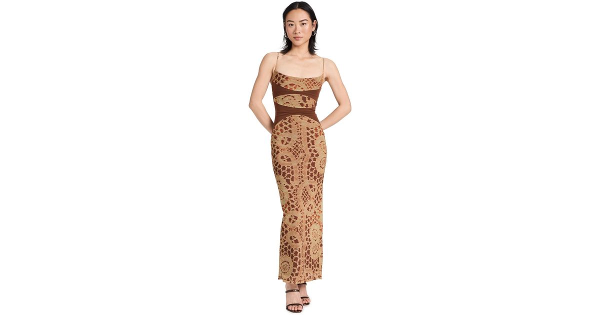 open lace back dress Janelle Beaded Maxi Dress