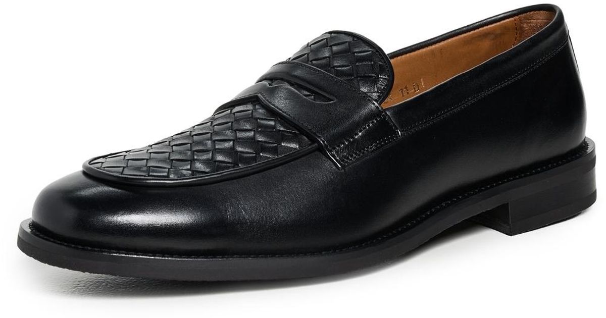 Allen Edmonds Como Woven Leather Loafers in Black for Men | Lyst