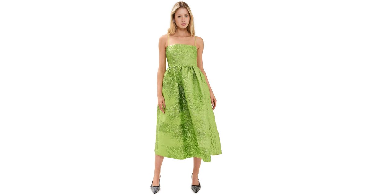 Stine Goya Voluminous Gathered Midi Dress in Green | Lyst