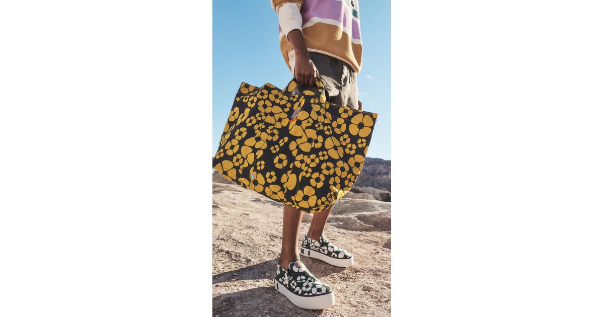 MARNI × CARHARTT Tote Bag Marni X Carhartt WIP Clover Floral Canvas in Green & White