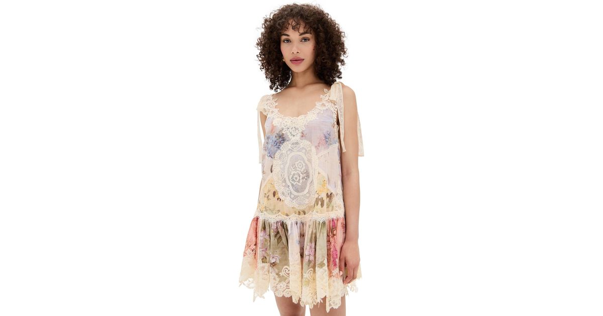 Zimmermann Cascadian Lace Mini Dress in Natural | Lyst Canada Zimmermann Cascadian Lace Mini Dress in Natural | Lyst Canada