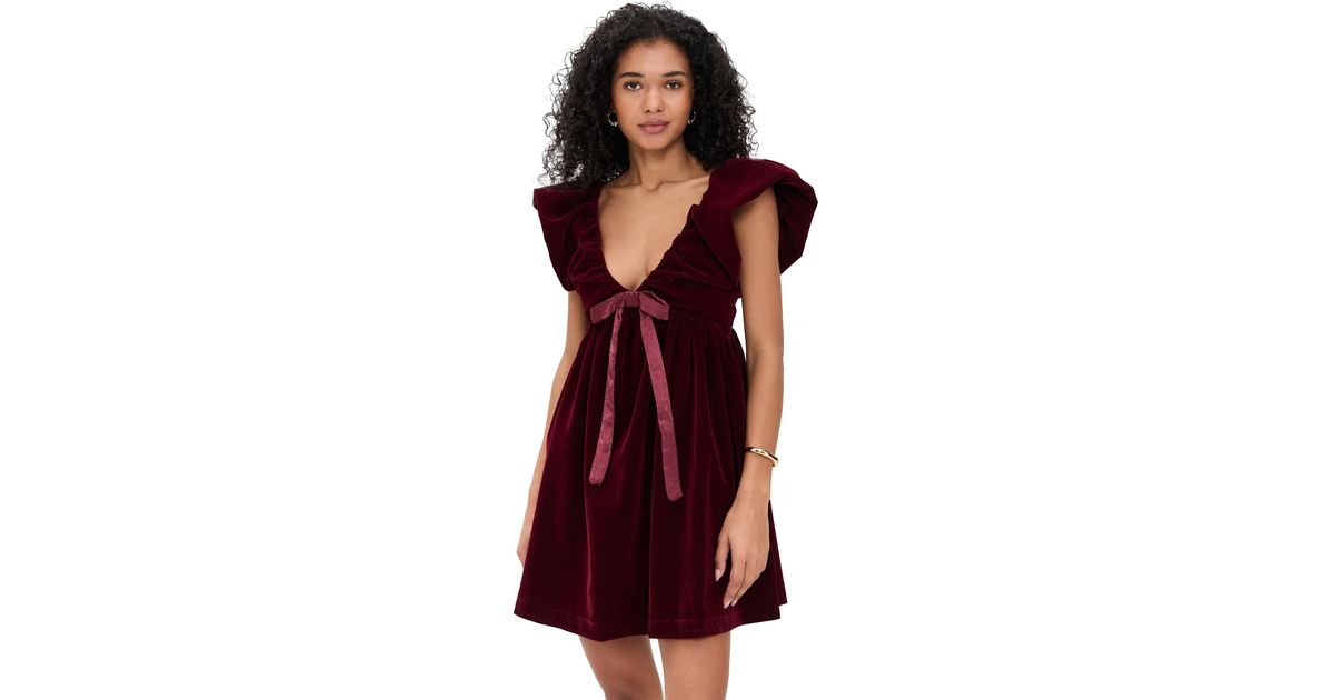 Endless Rose Velvet Satin Bow Mini Dress in Red | Lyst