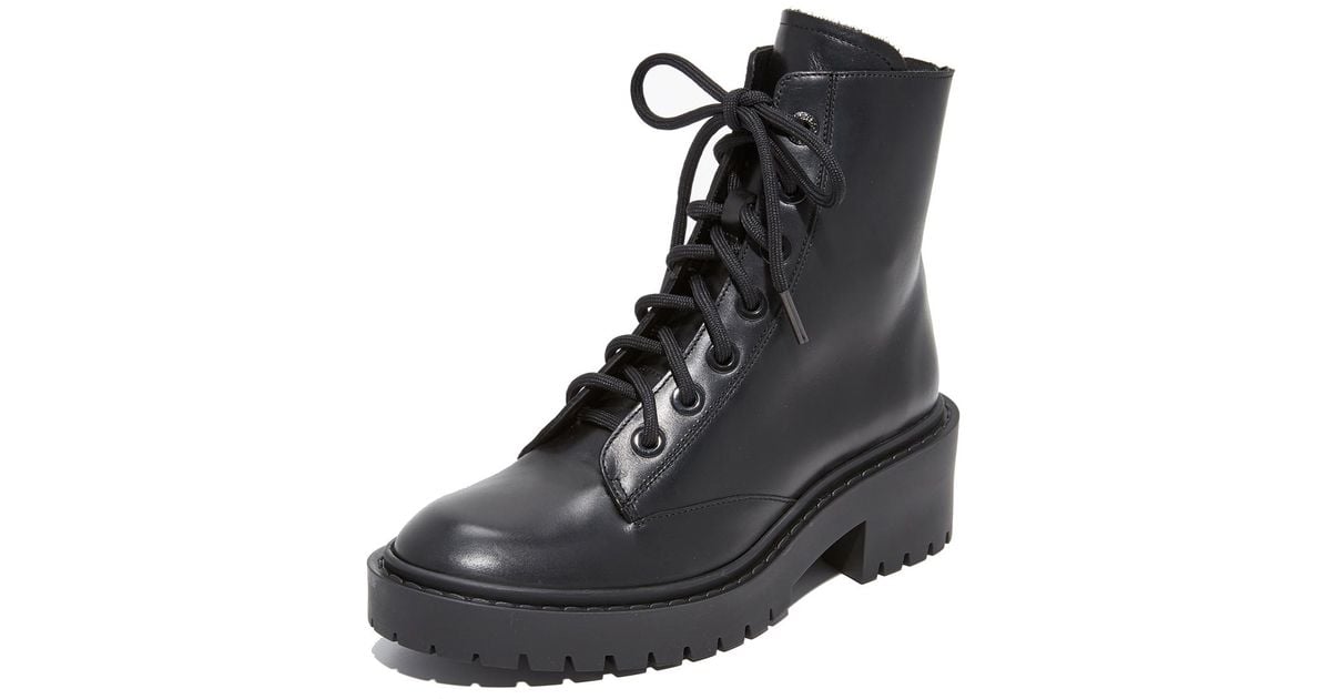 KENZO Leather Pike Boots in Black - Lyst