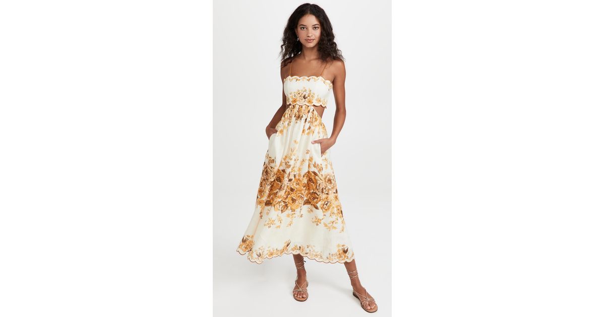 Zimmermann Aliane Scallop Midi Dress | Lyst