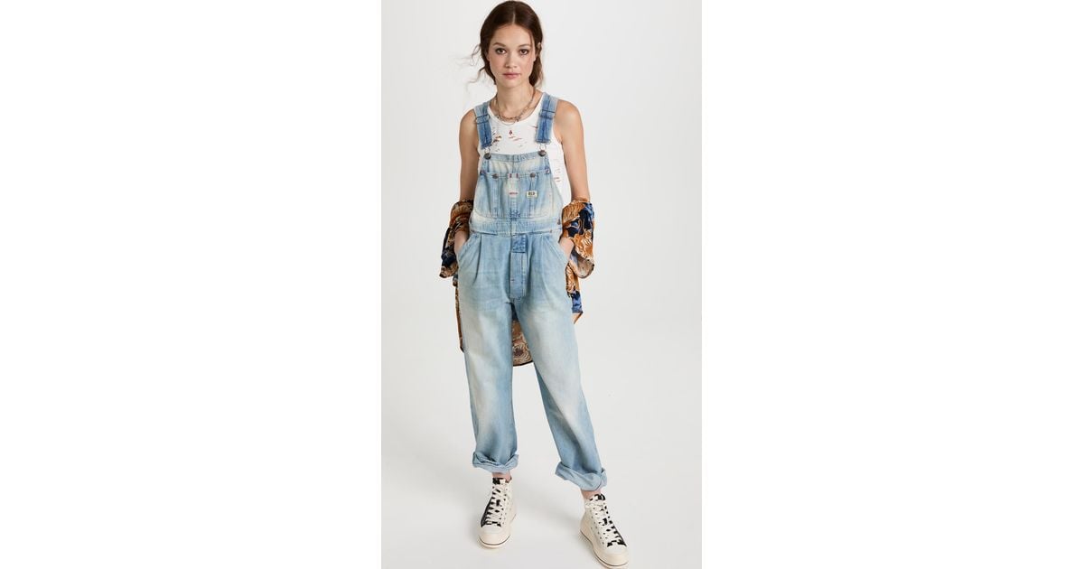 R13 Damon Overalls in Blue Lyst