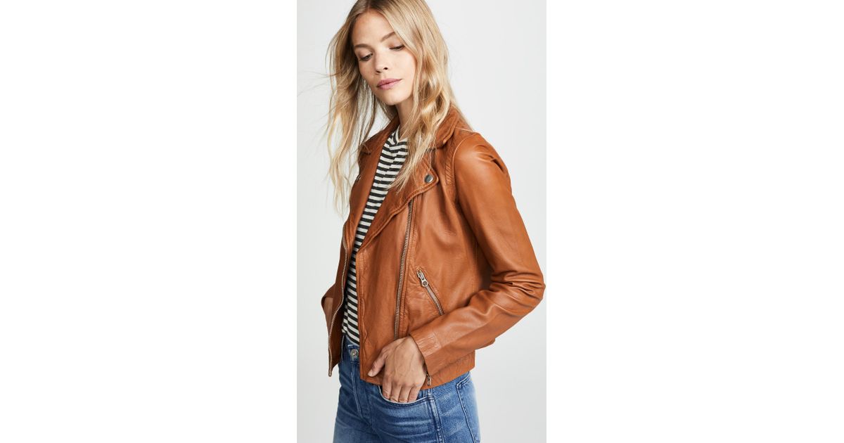 Madewell Brown Washed Leather Motorcycle Jacket