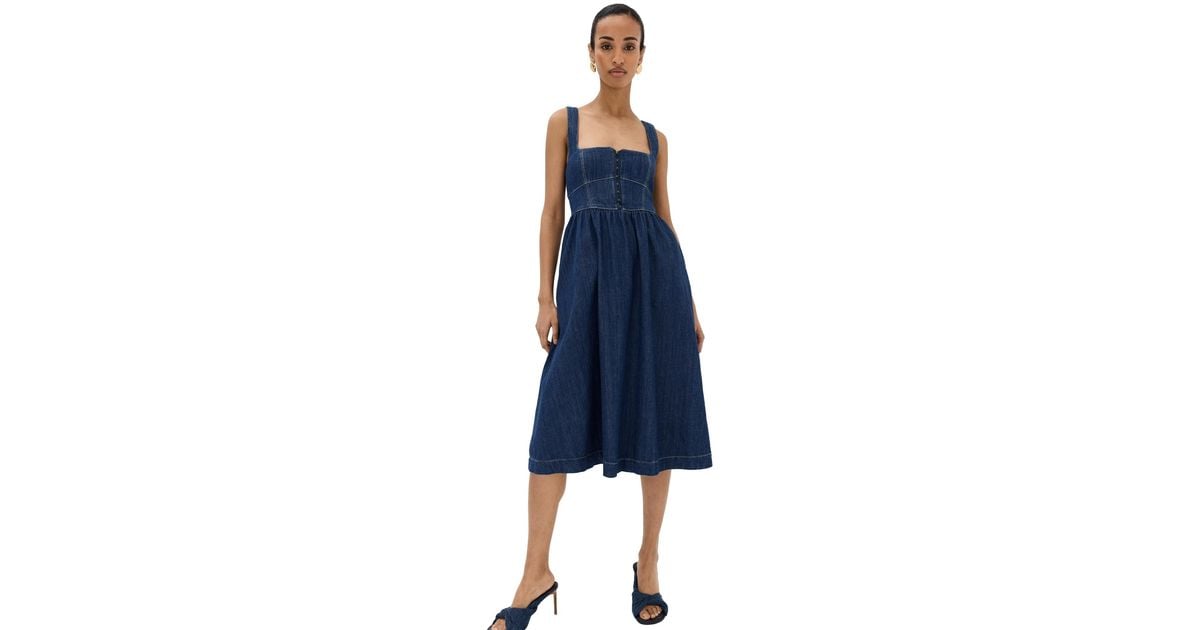 white christmas dresses Square Neck Button-Front Denim Dress main image 1