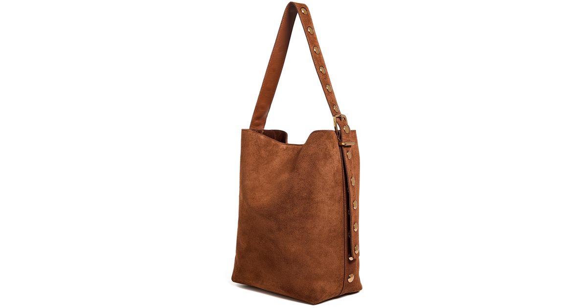 Madewell Stud Essentials Bucket Tote in Brown Lyst