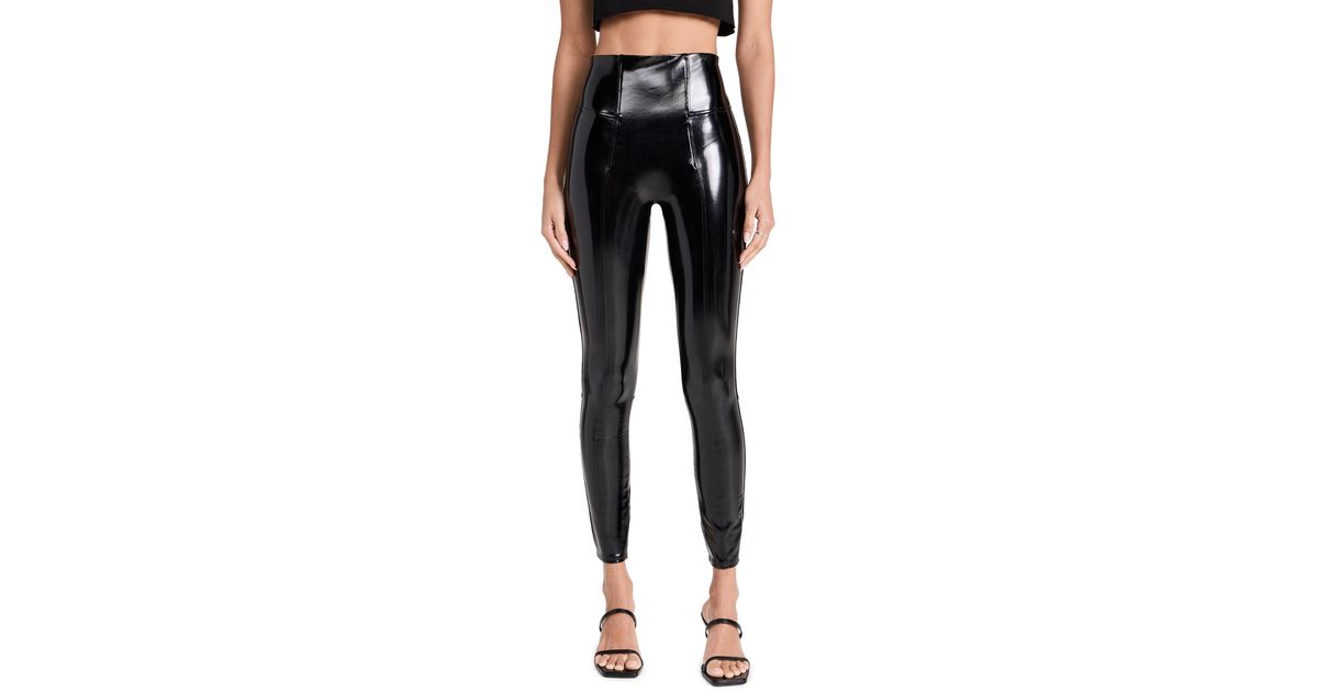 Sexy Gothic Faux Leather Spanx Patent Leather Leggings With Open