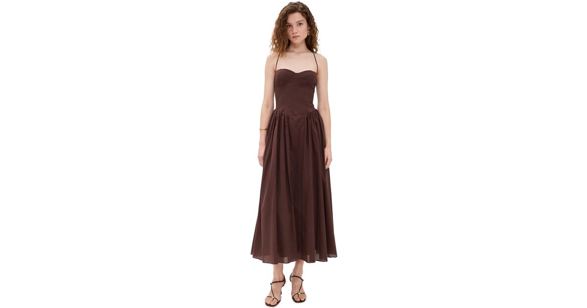 Bardot Estie Cotton Maxi Dress in Brown | Lyst