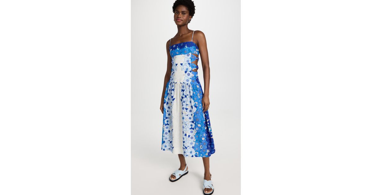 FARM Rio Flower Stripes Midi Dress in Blue | Lyst Canada