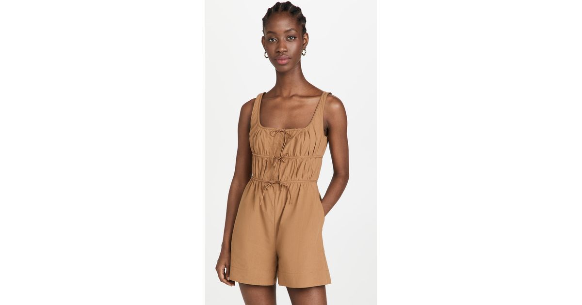 Rebecca Taylor Cotton Poplin Romper in Chocolate (Brown) Lyst