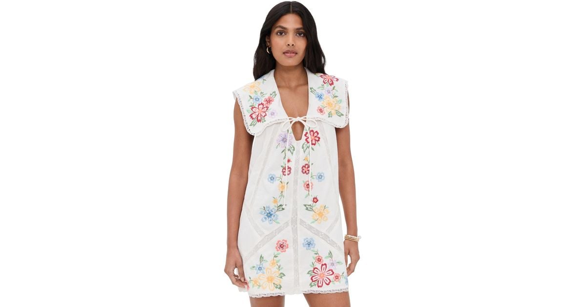 Free People Willow Embroidered Mini Dress in White | Lyst