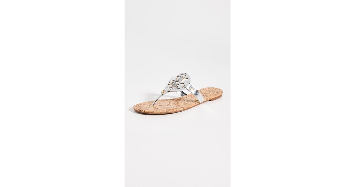 Tory Burch Miller Sandals With Rivits + Handtack Stitch in White | Lyst ...