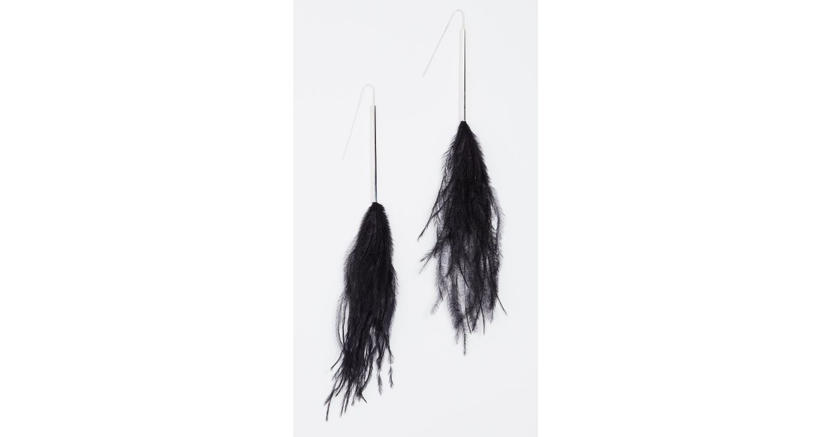 black ostrich feather earrings