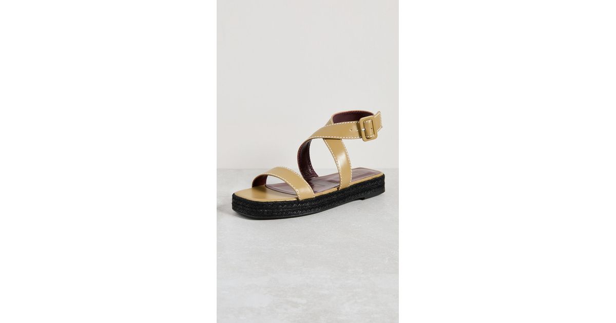 STAUD Lara Espadrille Sandals in Khaki/Black (Black) | Lyst