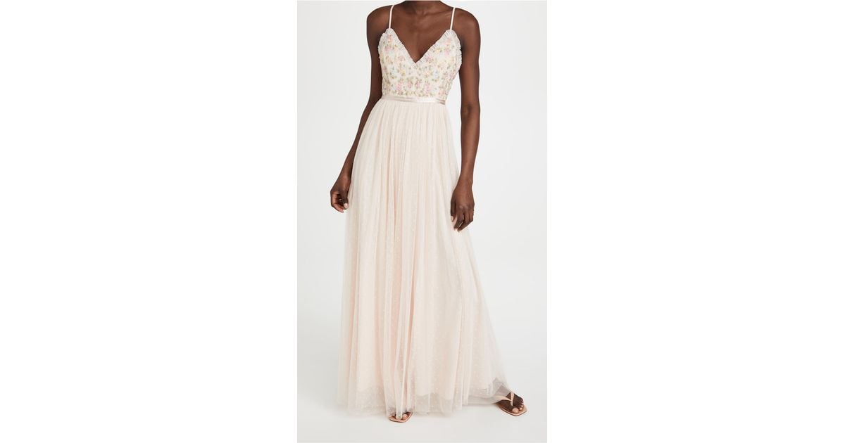 Needle & thread cami strap maxi dress with open back cheap