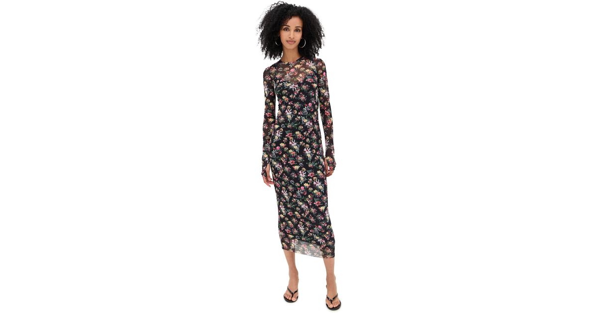 afrm ashland slim midi dress AFRM Ashland Printed Mesh Crew Neck Long Sleeves Midi Dress at Hamilton  Place in Chattanooga, TN