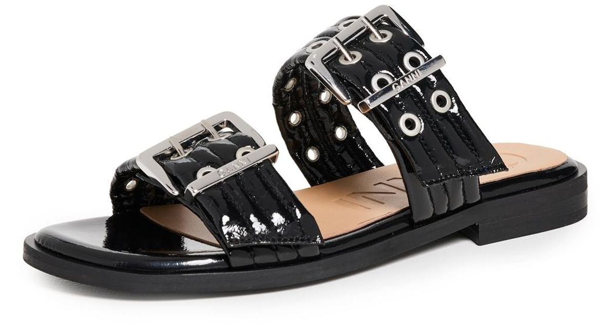 国内発送☆GANNI☆Feminine Buckle Two Strap Sandal Naplack/BL GANNI Feminine Buckle Two Strap Sandal Naplack — MILI