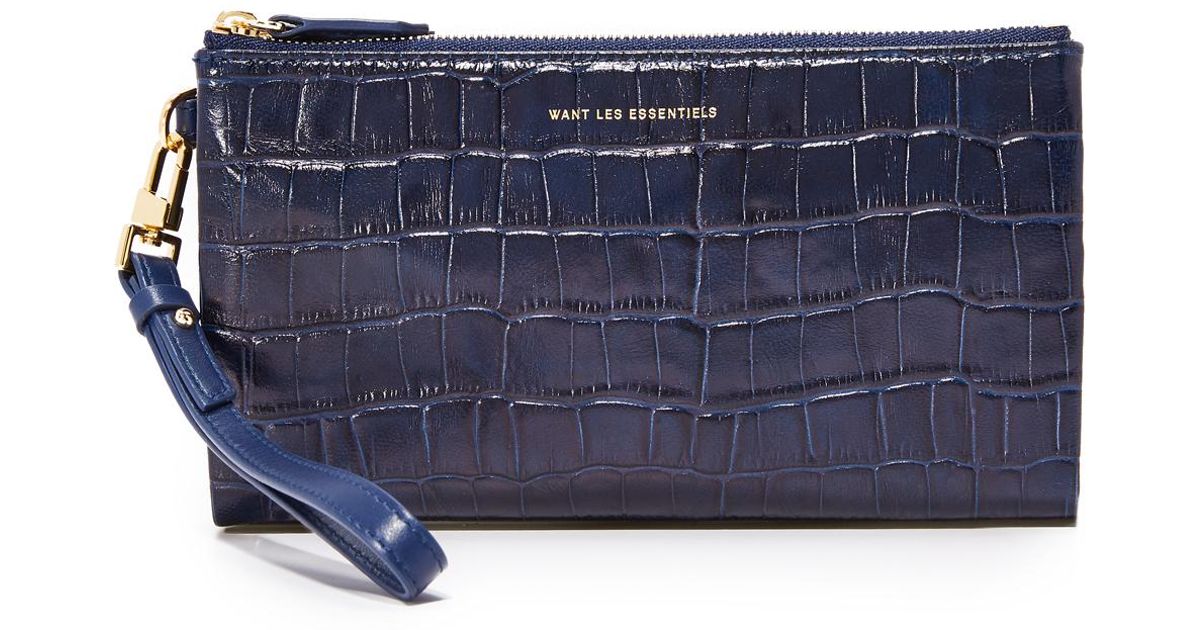 Want Les Essentiels De La Vie Leather Slim Aquino Wallet In Blue Lyst