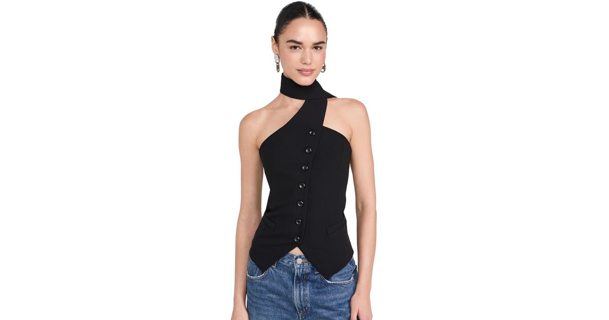 Pixie Market Mara Choker Neck Strap Button Top in Black | Lyst