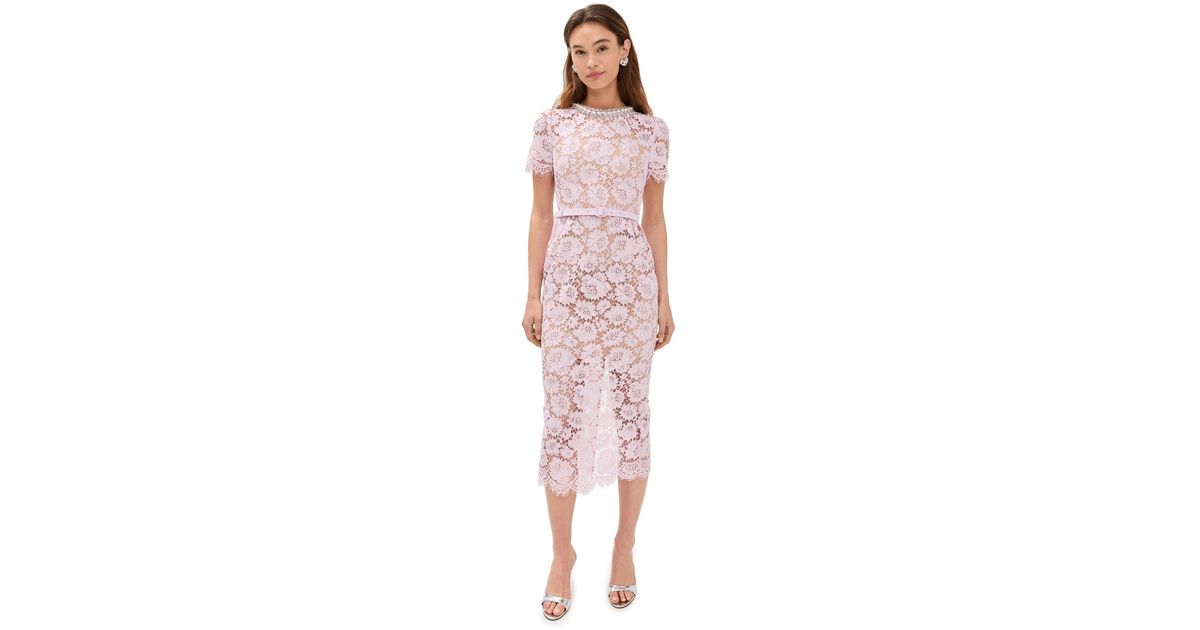knee length dresses for ladies Champagne Floral Embellished Maxi Dress – self-portrait-US main image 0