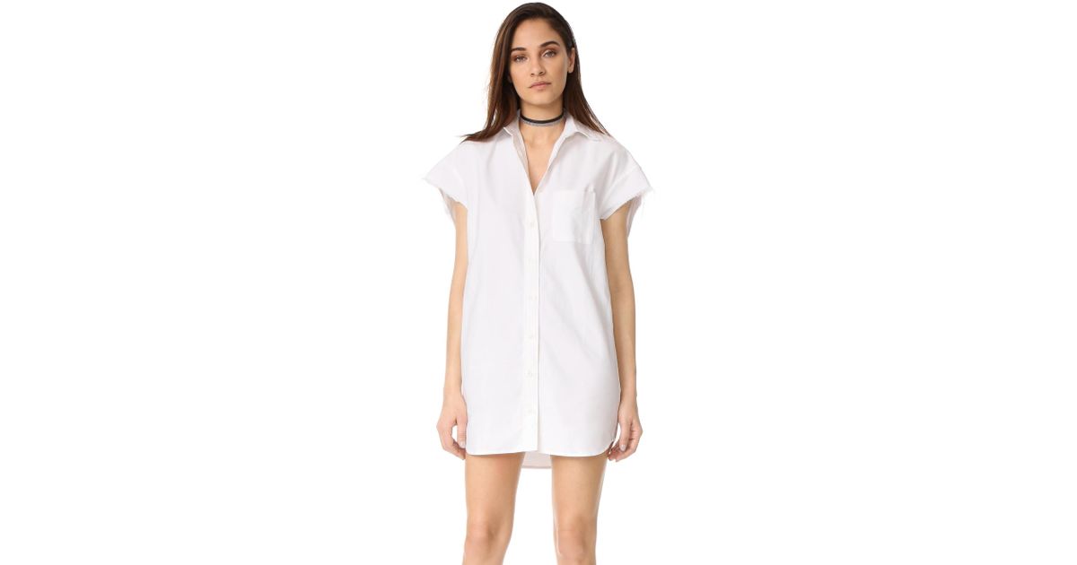 R13 Cotton Oversized Sleeveless Oxford Shirt Dress in White Lyst