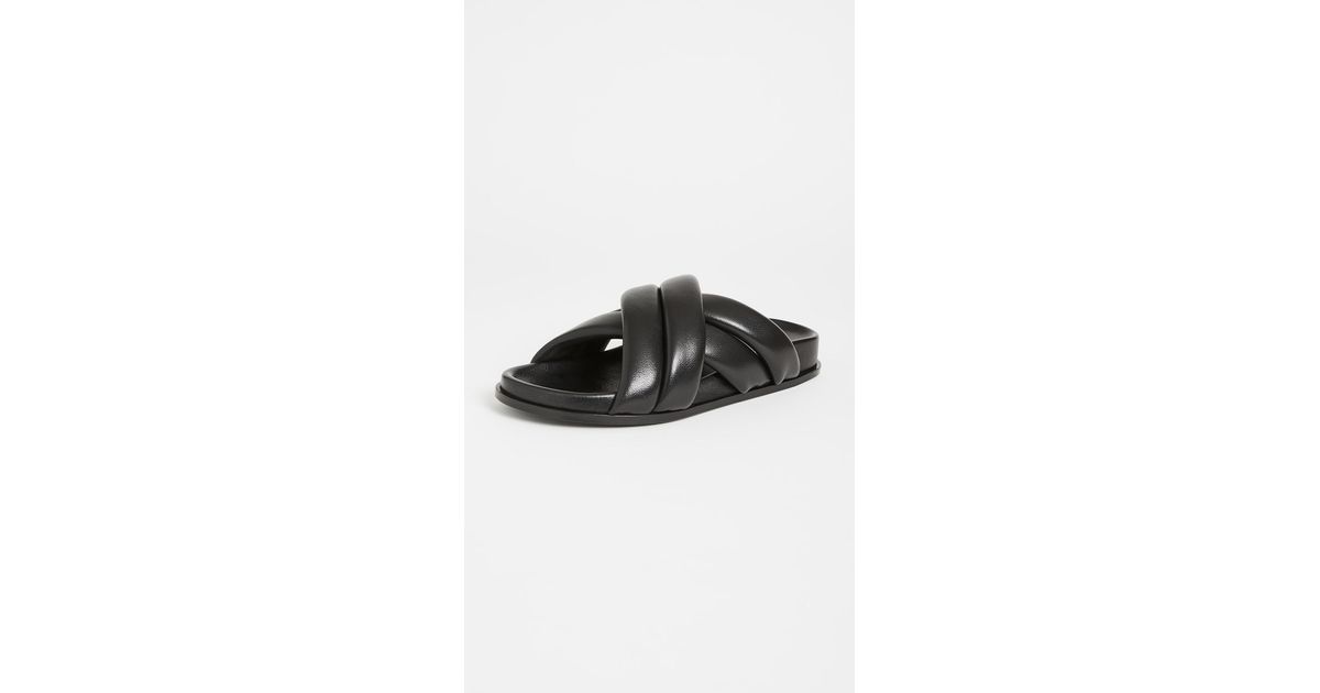 Anine Bing Leather Lizzie Slides in Black | Lyst