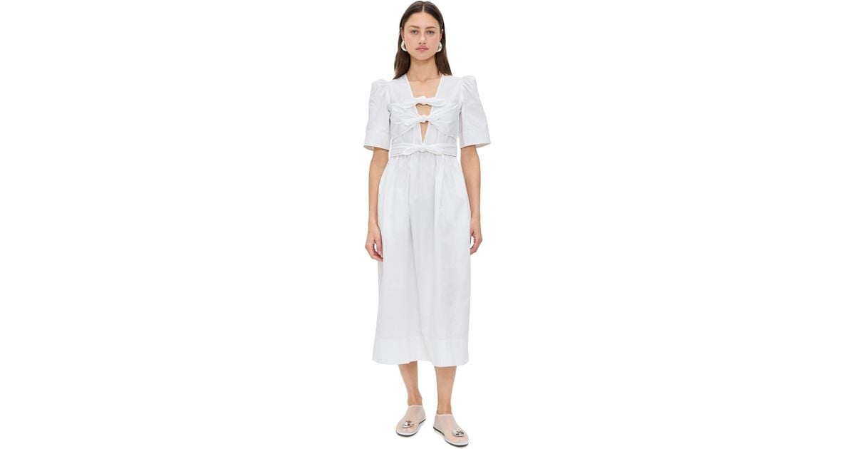 ワンピース Ganni Washed Stretch Cotton Tie Strap Midi Dress Ganni | Washed Stretch Cotton Tie Strap Midi Dress | Bright