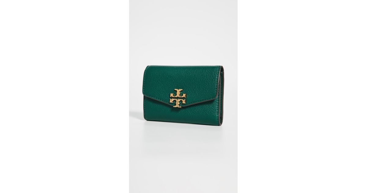 Tory Burch Kira Mixed-materials Medium Flap Wallet in Green | Lyst