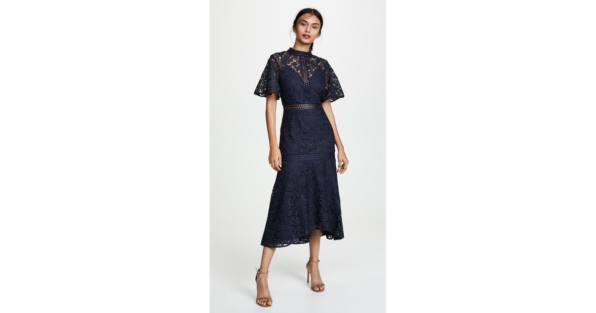 Keepsake Utopia Lace Midi Dress in Blue Lyst