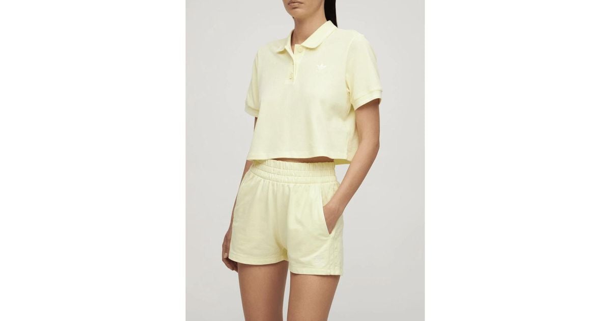 Alexander Wang Cropped Cotton Blend Polo in Yellow | Lyst