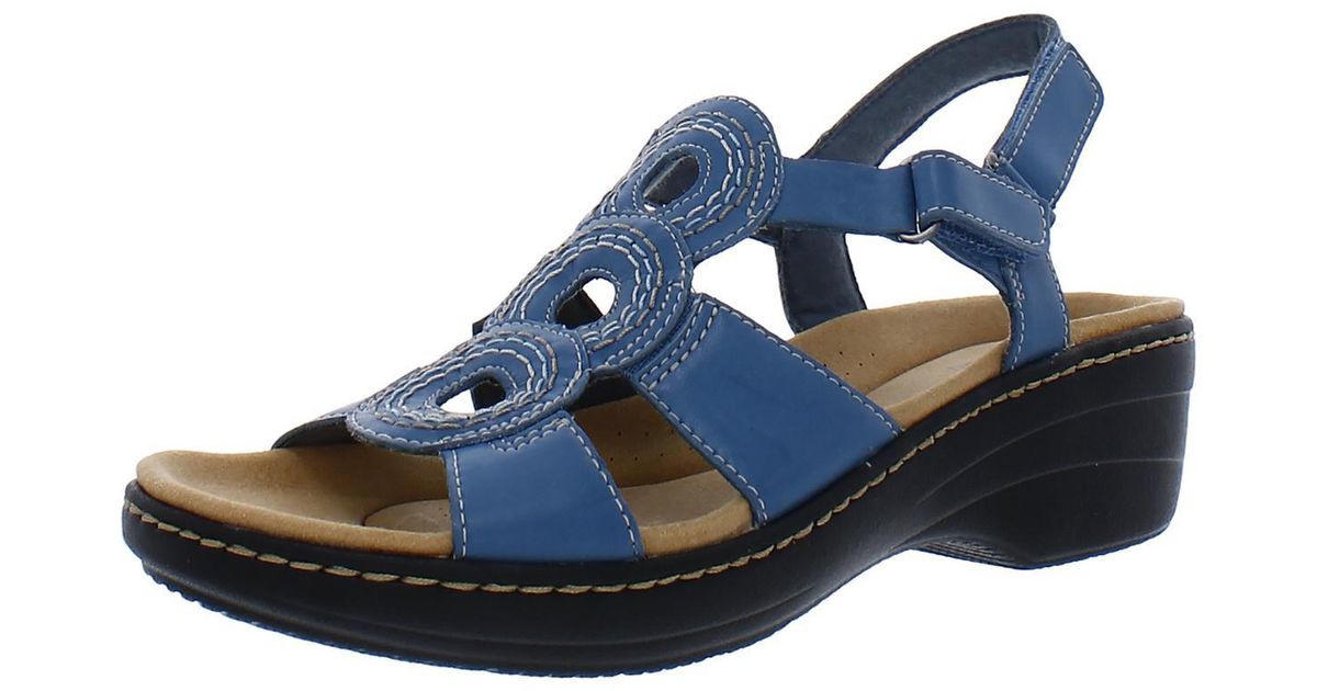 Clarks Merliah Derby Slingbacks Casual Wedge Sandals in Blue | Lyst