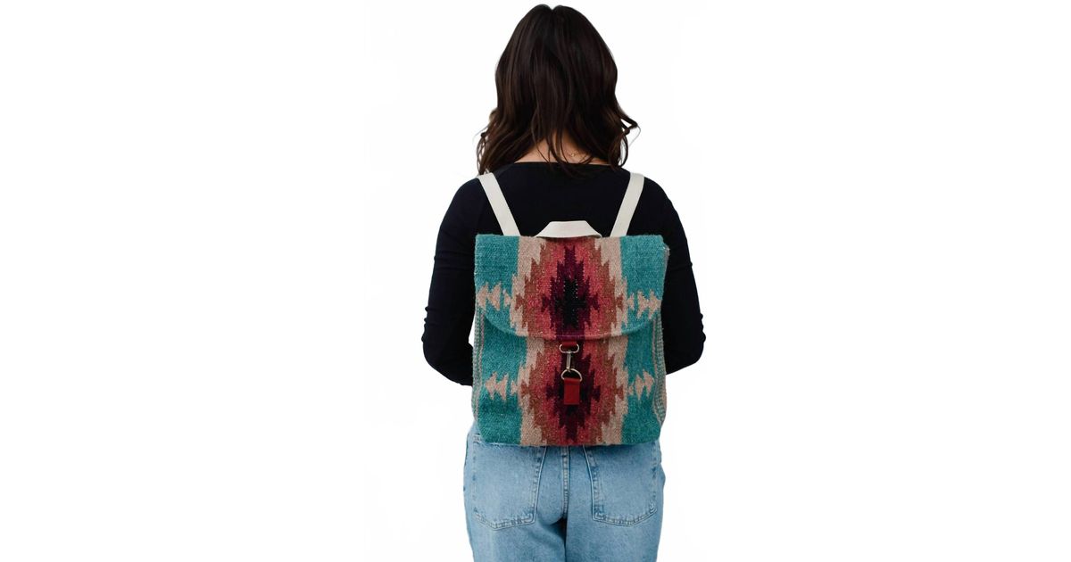 Panache Apparel Woven Aztec Backpack Boho Western 70s Southwest Adjustable Strap Tribal Woven Backpack Boho Aztec Hippie Southwestern Baja  main image 3
