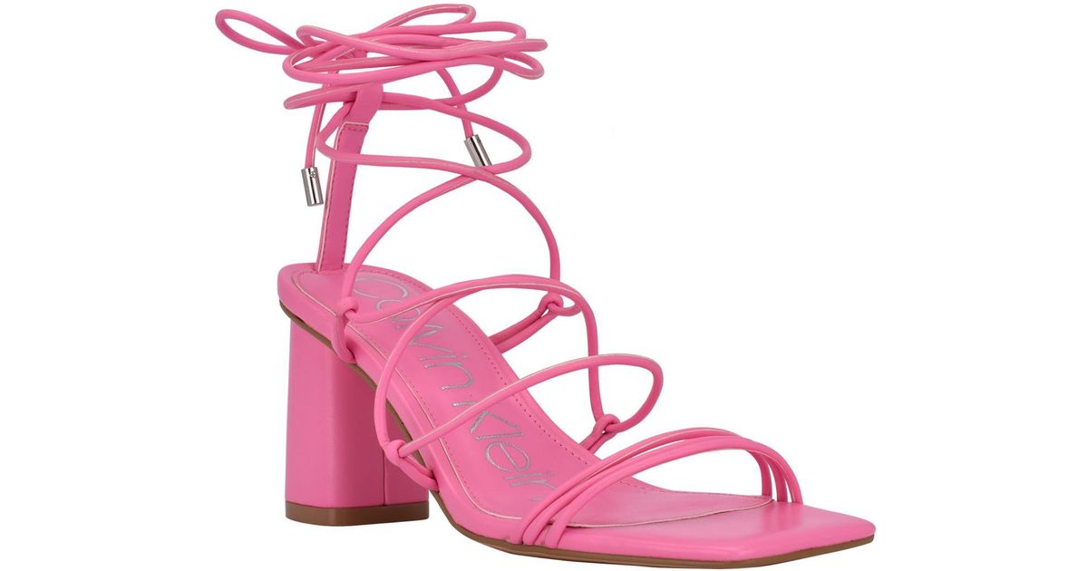 Calvin Klein Calista Lace-up Strappy Heels in Pink | Lyst