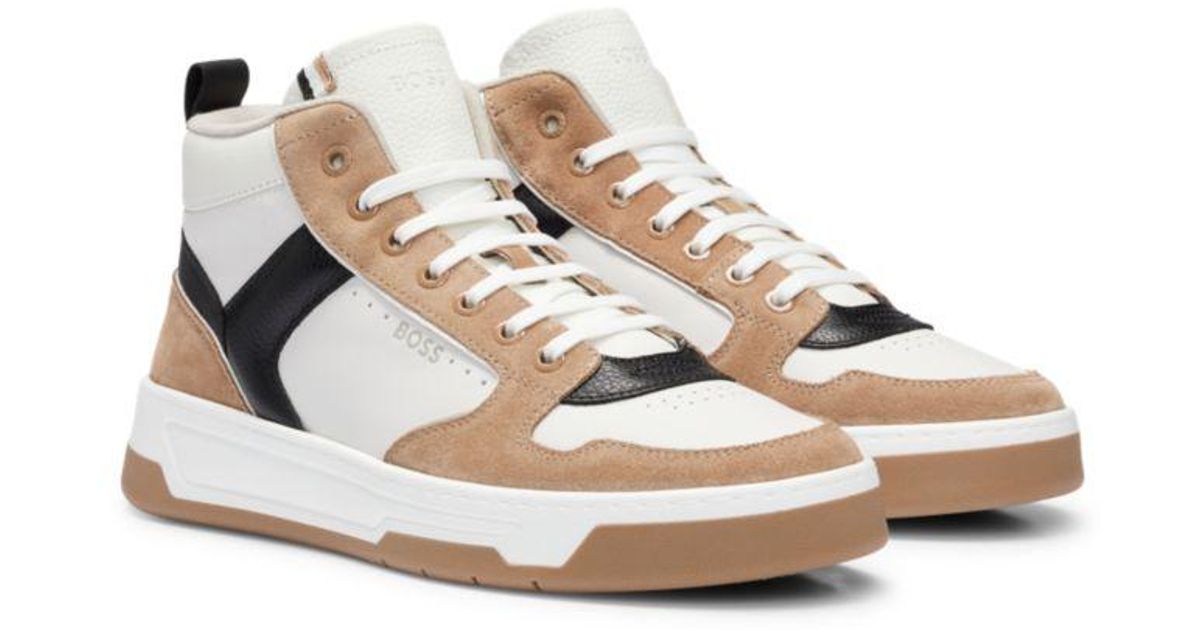 BOSS by HUGO BOSS High-top Trainers in Natural for Men | Lyst
