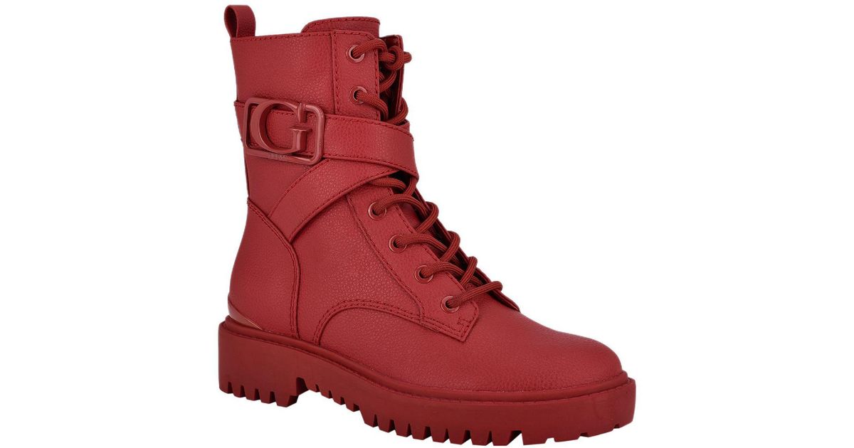 Guess red boots 2025