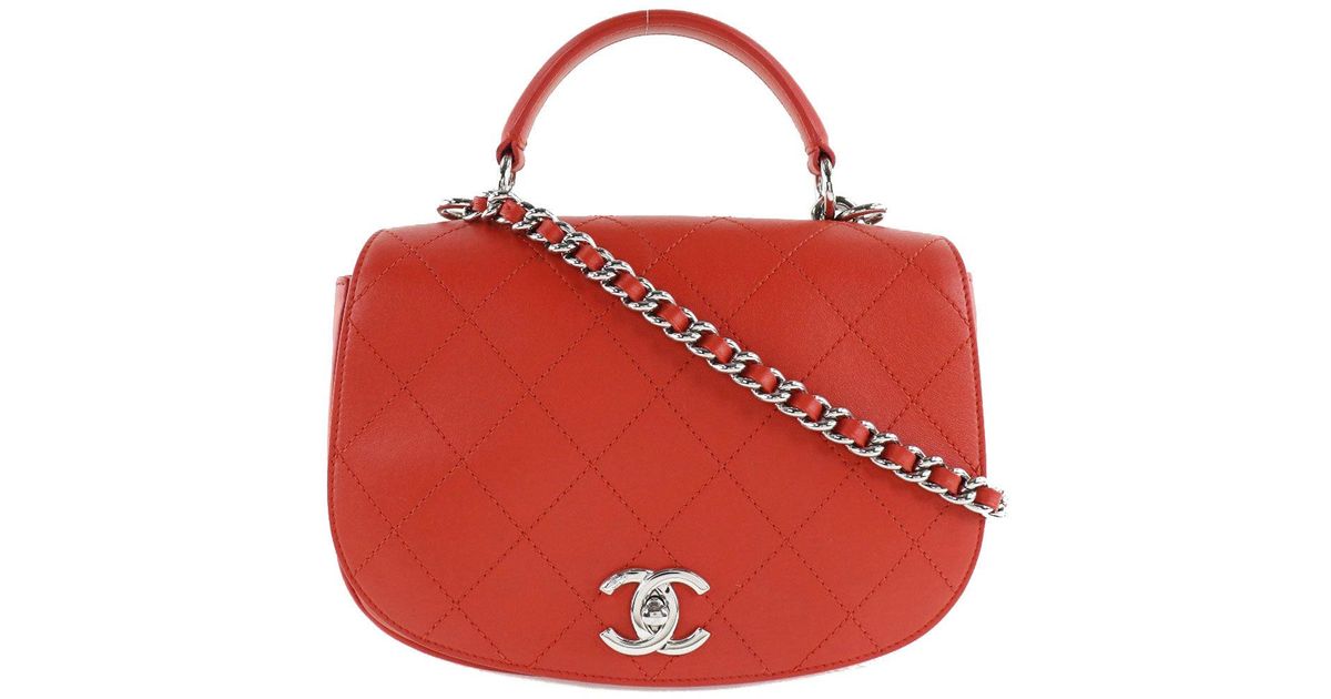 Chanel Pre-owned Women's Leather Shoulder Bag - Red - M