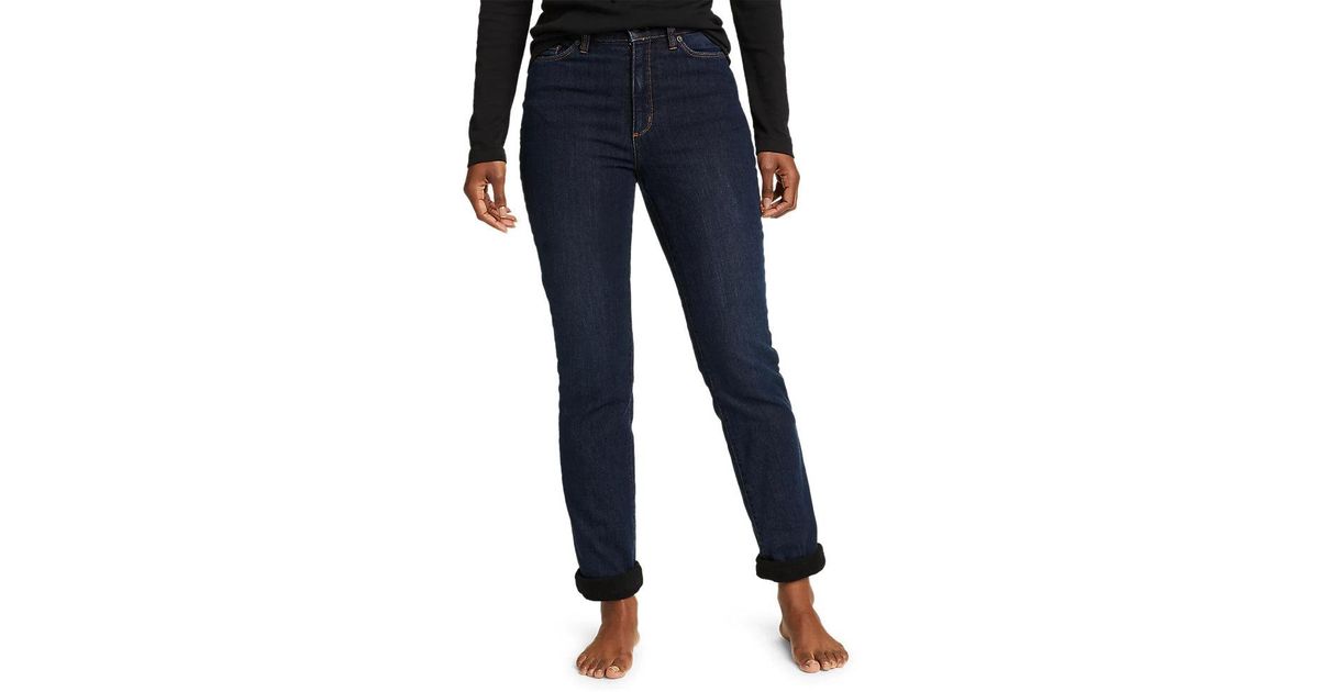Eddie Bauer Revival High Rise Fleecelined Jeans in Blue Lyst