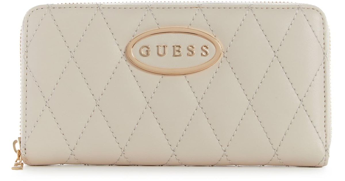 Guess Factory Aubrianna Medium Ziparound Wallet in White (Natural) Lyst