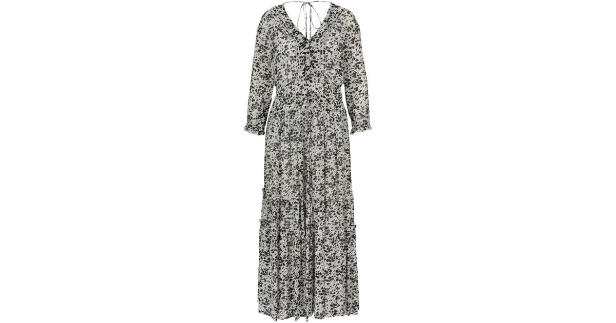 BOSS by HUGO BOSS Maxi Dress With Seasonal Print And V-neckline in Gray ...