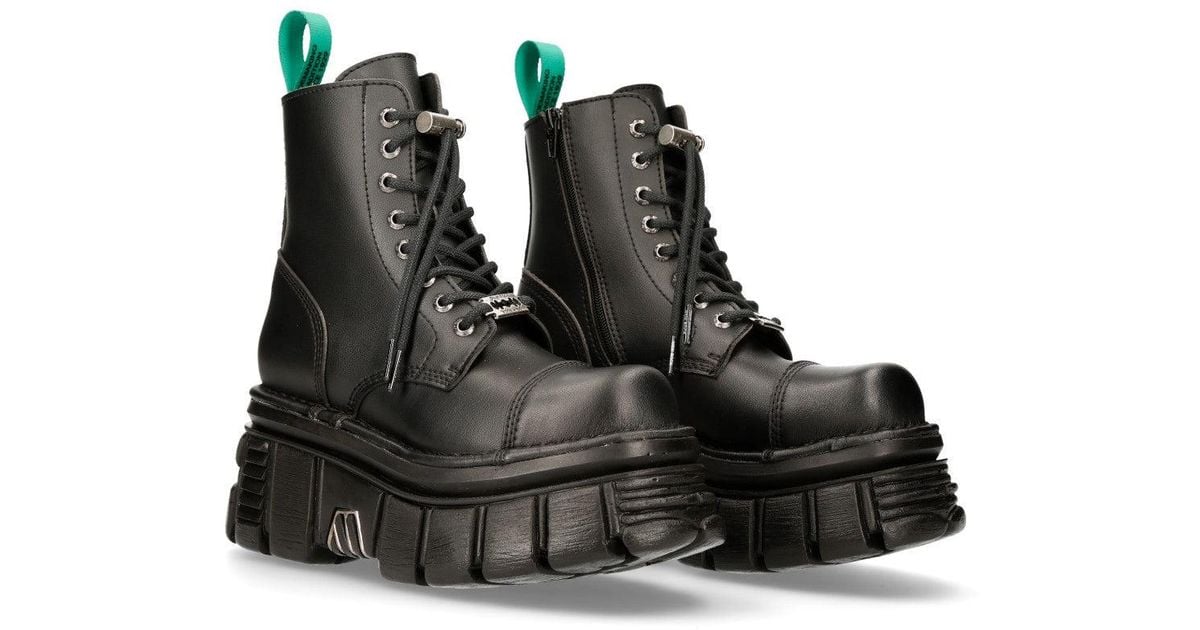 New Rock Metallic M-newmili083-s28 Unisex Black Stivali Platform - 41 EU