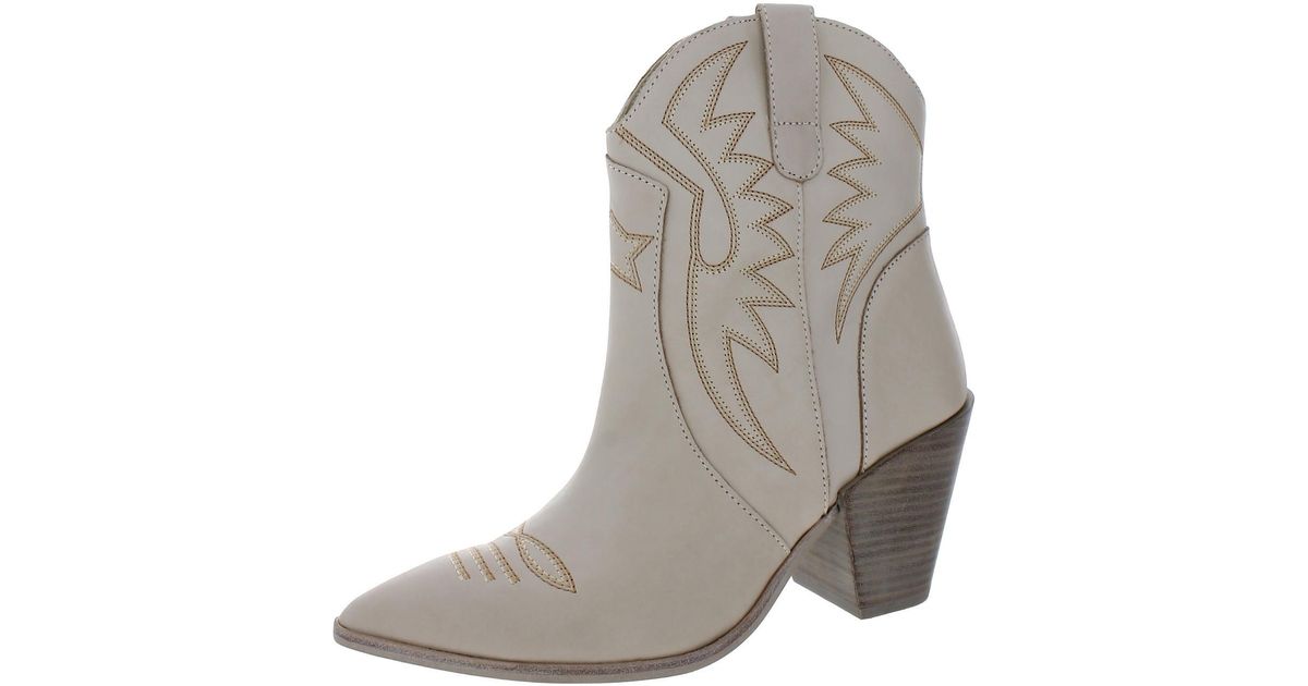 Dolce Vita Ginni Embroidered Pointed Toe Cowboy, Western Boots in Gray