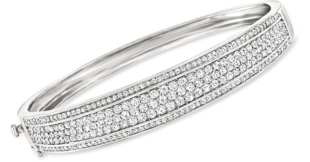 Ross-Simons Pave Diamond Bangle Bracelet in White | Lyst