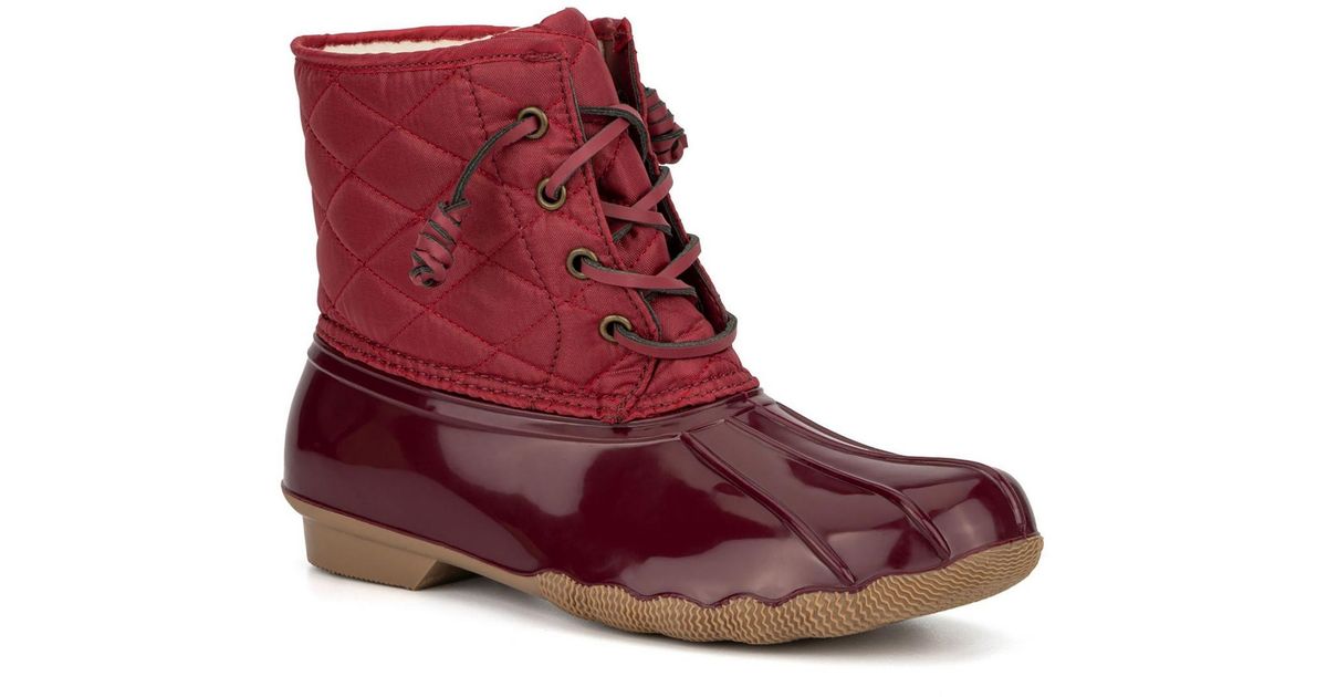 Olivia Miller Quilted Duck Toe Rain Boots in Red Lyst