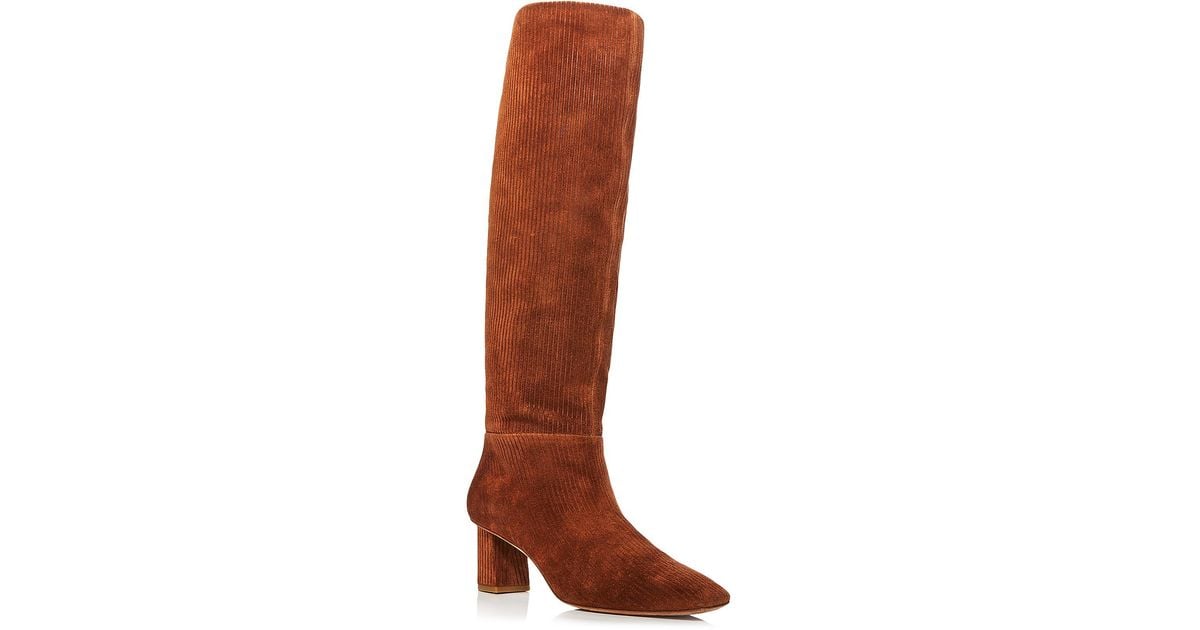 3.1 Phillip Lim Tess Corduroy Suede Square Toe Knee-high Boots in Brown ...